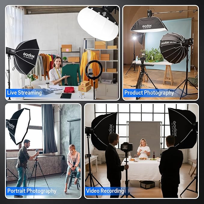 Godox Litemons LE200Bi 220W Bi-Color LED Video Light, 57700Lux@1M with APP Control, CRI/TLCI 98+ Studio Light with 11 FX Effects, 0-100% Brightness Bowens Mount LED(Black)