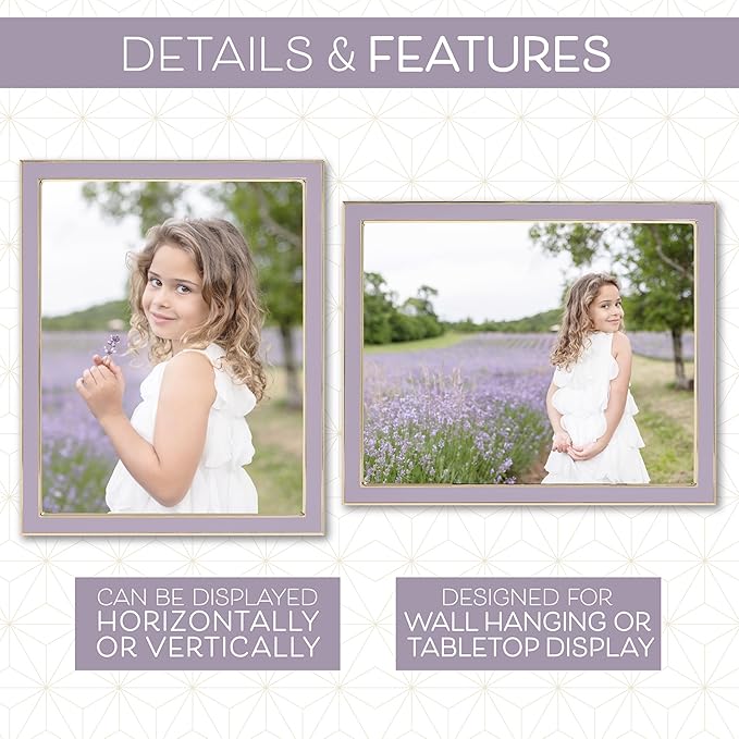 Sheffield Home Tabletop Picture Frame – Iron Enamel Decorative Display Frame for Home or Office, 5x7 Inch, Purple