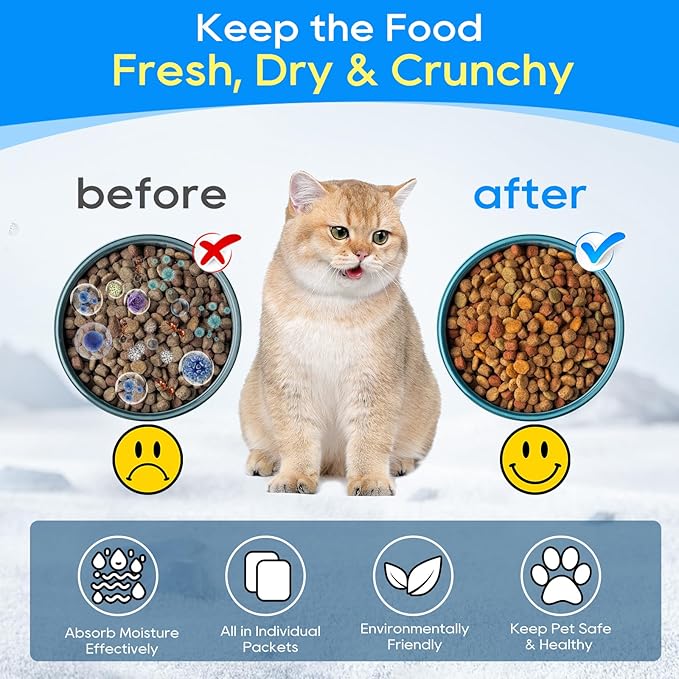 10PCS Desiccant Bag Replacement for All Smart Feeders, Desiccant Packs for Storage, Desiccant Bags for Moisture Control for Automatic Pet Feeders Cat Dog Feeder, Desiccant Packets