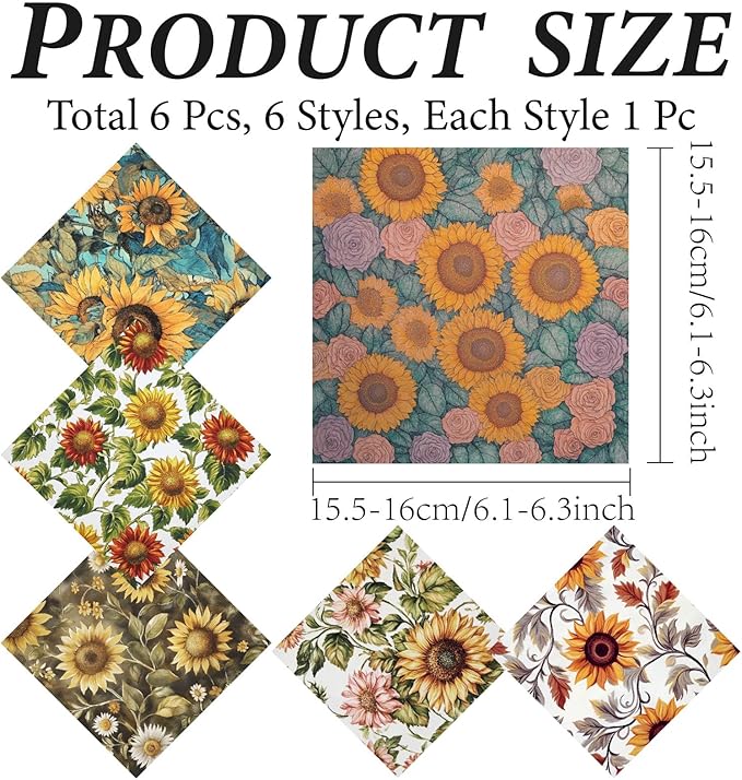CREATCABIN 6 Pcs Sunflower Glasses Cleaning Cloth Microfiber Cloth Soft Multicolor Cleaner Sunglasses Reusable Thicken Wipes Cloths for Eyeglasses Camera Cell Phone Lens Screens Glasses Gift 6x6 Inch