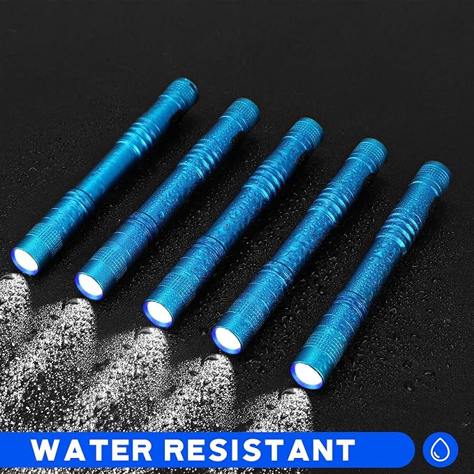 Hortsun 20 Pcs Mini Pen Light Flashlights Christmas Gifts for Men Pocket Flashlights Pen with Clip Small LED Handheld Slim Torches Without Battery(5.12 Inch,Blue)