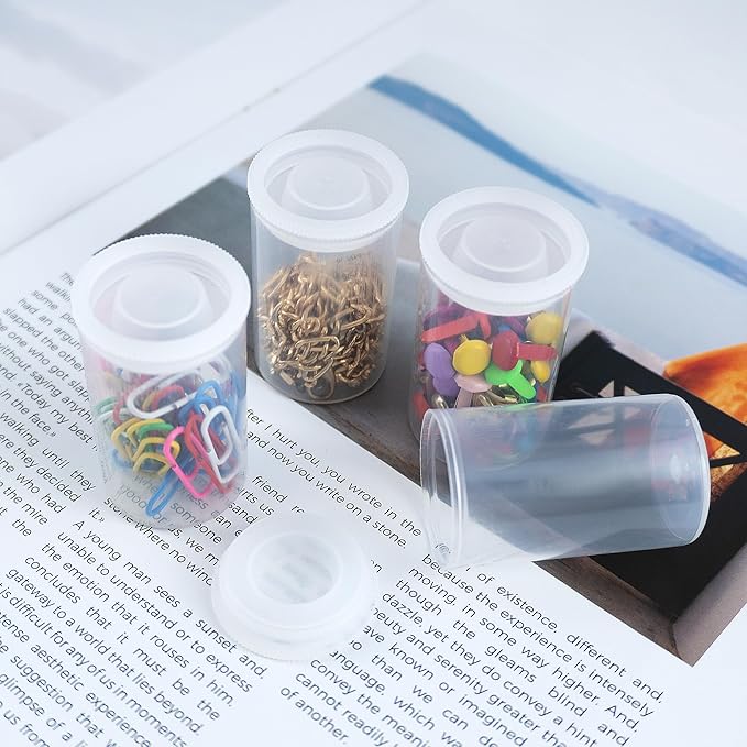 Quacc 12 PCS Clear Film Canisters with Lids, Film Canister Rocket Tube for Science Art Project, Empty Small Film Cans Sewing Storage Case Containers for Supplement Bead Fish Hook