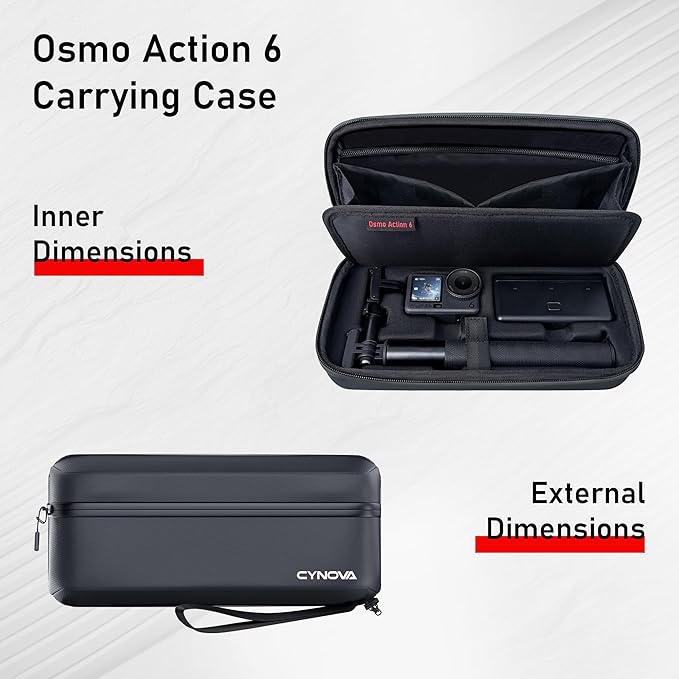 CYNOVA Carrying Case for DJI Osmo Action 6, PU Protective Storage Bag Compatible with Osmo Action 6 Adventure Combo & DJI Osmo Action 6 Accessories, Portable Travel Case