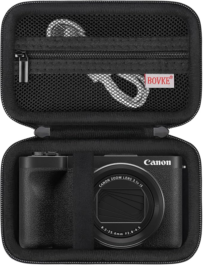 BOVKE Travel Case for Canon PowerShot V1 Hybrid Digital Camera, Canon V1 Video Vlogging Protective Storage Holder Bag with Extra Space for Cables, Battery, SD Cards, Black
