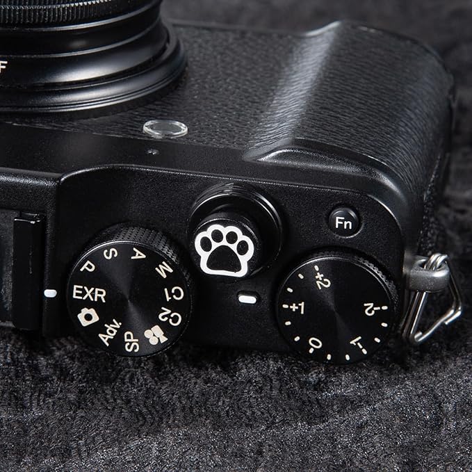 Camera Metal Hot Shoe Cover Shutter Buttons Protector Set for Fujifilm X100VI X100V X-M5 X-E5 X-T4 X-T3 for Leica Q for Olympus (CAT-Shutter Button)