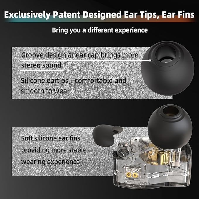 CCZ DC01 Pro in Ear Monitor, iems for Gaming, Professional Gaming Earbuds Super Bass Wired Earphone Headphone with 1DD, Patent Ear fin, Ear tips,for Singer Musician Podcaster (Purple-Blue without mic)