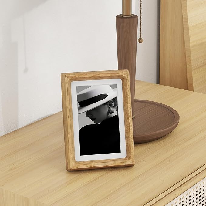 Dreamland 4x6 Matted to 3.5x5 Picture Frame Solid Oak Wood Picture Frames Handcrafted Rounded Corner with HD Tempered Glass Tabletop or Wall Mount Display, 1 Pack