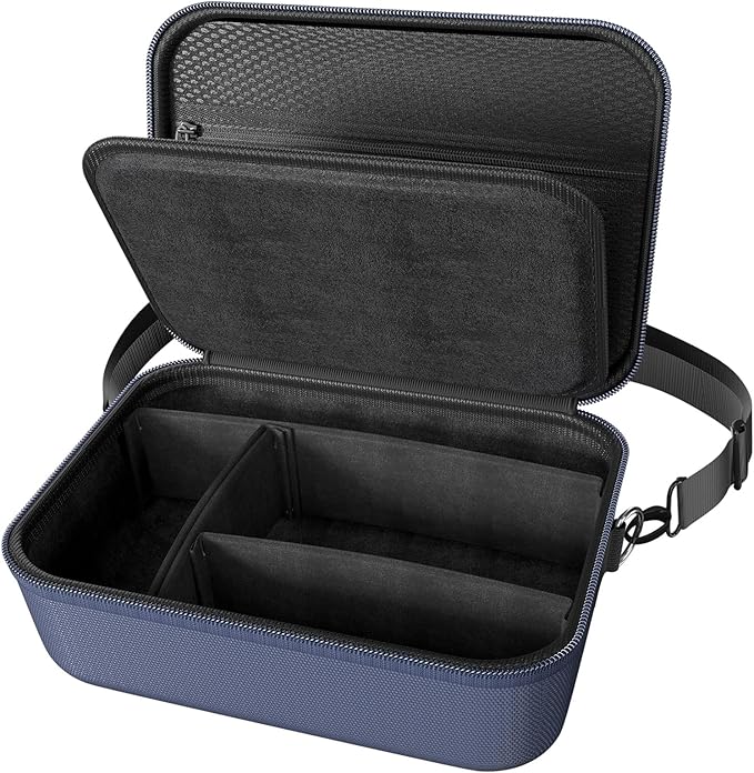 ProCase Hard Shell Camera Case for Canon Rebel T7/EOS R100/R50/DSLR/SLR/Nikon/Sony/Mirrorless Cameras, Soft Padded Digital Camera Travel Bag with 1 Shoulder Strap and 3 Adjustable Dividers -Navy