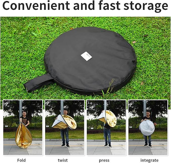 Godox 35"x47"/90x120cm Collapsible Photography Light Reflector, 5-in-1 Oval Multi Disc Diffuser with Carrying Bag - Gold, Silver, Black, White, Translucent for Video Studio Outdoor Lighting