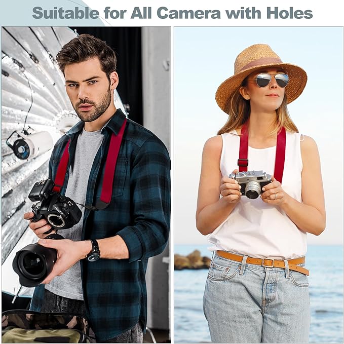 Adjustable Shoulder Strap, Comfortable Camera Strap, Neck Lanyard for iPad Tablet Case, Camera, Binocular, Luggage Bag (Red Shoulder Strap)