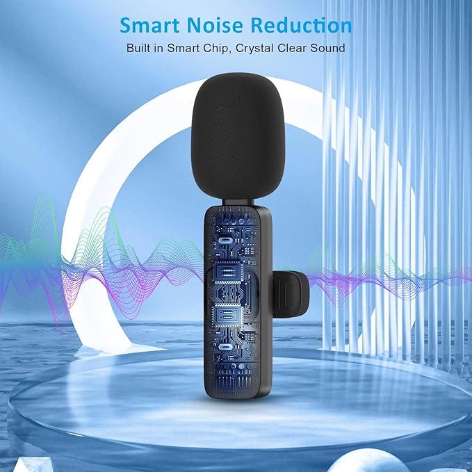 MAYBESTA Bluetooth Mini Microphone for iPhone, iPad - Wireless Lavalier Lapel Mic for Video Recording - Clip on Shirt Phone Microphones for Tiktok YouTube Interview Podcast