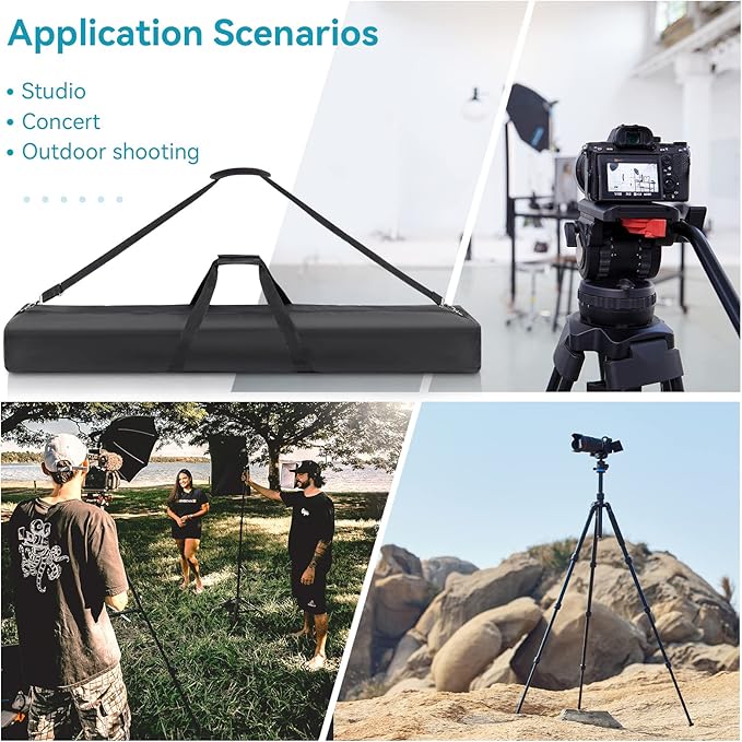 Tripod Carrying Bag, 25" Long Carry Case for Speaker Stands, Light/Lighting Stand, Mic/Microphone Poles - with Adjustable Shoulder Strap, Heavy Duty Handle and Double Zipper