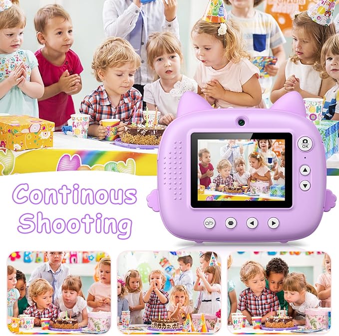 Kids Camera Instant Print, 3.0" HD Screen Kids Instant Cameras, Christmas Birthday Gifts for Girls Boys 3 4 5 6 7 8 9 10 Year Old, Portable Toddler Travel Toys with 32GB Card & 3 Rolls Printer Paper