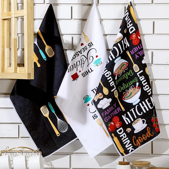 6 Pcs Funny Quotes Kitchen Towels Quotes Dish Towels Christian Farmhouse Vintage Hand Cloths Baking Mom Gifts for Cooking Lovers Spring Easter Bathroom Decor Housewarming Gift