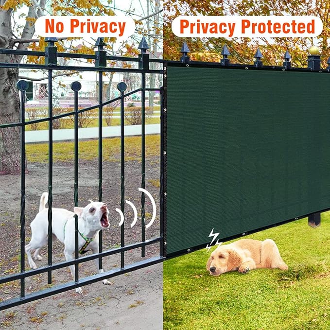iCover 4x12ft Fence Privacy Screen, Heavy Duty Fencing Panels Screens, Outdoor Shade Cloth Mesh Barrier, Reinforced Bindings and Brass Grommets, Cable Zip Ties Included, Green
