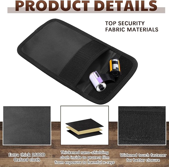 Cosblank 2 Pieces 711-11b Filmguard Bag Waterproof Storage Carrying Case Xray Proof Bags Film X-Ray Protector Radiation-resistant Bag for Photographers Tourists Travelers, Black, Small