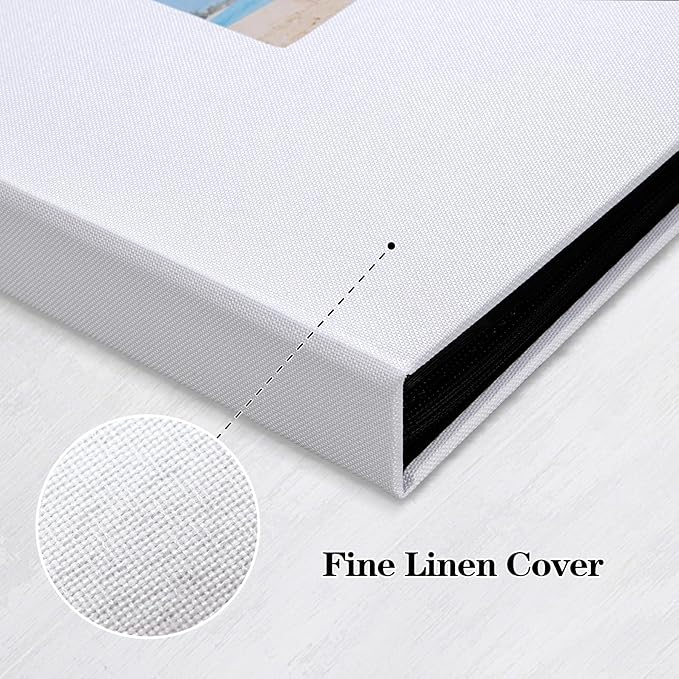 Mublalbum 2 Pack Small 8x10 Photo Album 2 Pack Linen Cover with Display Window Mini Picture Book Each Holds 52 Vertical Pockets for Artwork Postcards or Pictures Storage (White)