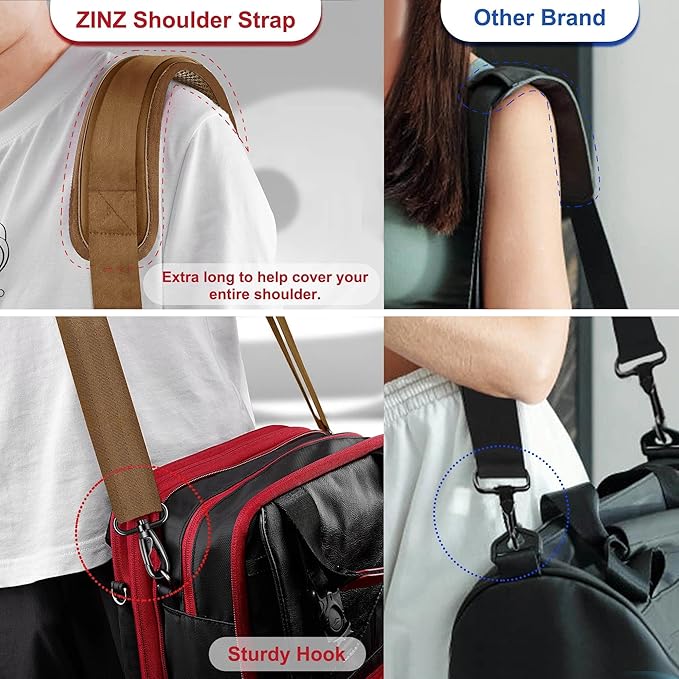 ZINZ 75" Shoulder Strap with Fixed Pad and Dual Balanced Buckles，Khaki