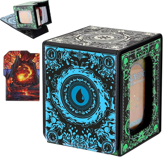 Card Deck Box for YGO MTG Deck Box 110+ Double Sleeved Cards Storage Trading Card Games Leather Storage with divider,Holder (MTG)