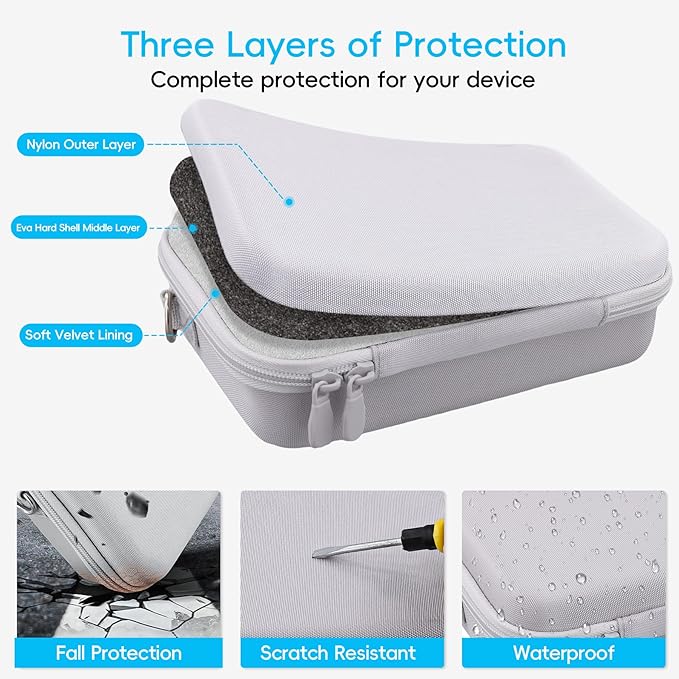 co2CREA Osmo Mobile 8/7P/7 Gimbal Stabilizer Hard Case - Waterproof Travel Storage Box with Custom Foam Insert & Mesh Pocket for DJI OM Mobile 7P Smartphone Gimbal, Accessories, Cables (White Case)