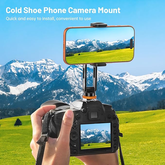 Phone Tripod Mount with Cold Shoe Mount,Portable Tripod Stand,Flexible Adjustable 2-Stage Arms Ball Joint Cellphone Holder Adapter,Compatible with iPhone 17|16|15|14|13|12|11,Nexus,LG,Galaxy Tab