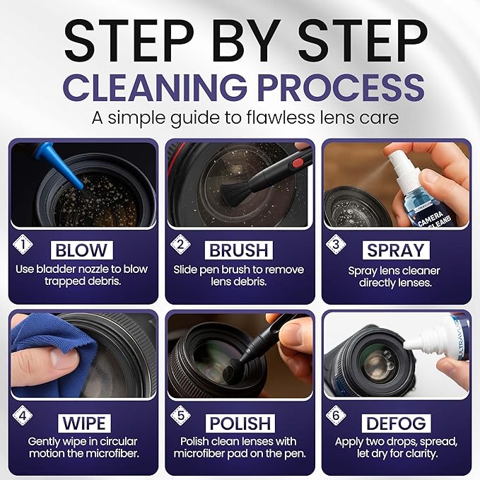 ULTRAVUE’s Ultimate Camera Lens Cleaning Kit –Camera Lens Cleaner, Lens Pen, Fog Stopper, and Microfiber Cloths - Camera Cleaning Kit - Lens Blower for DSLR & Digital Camera Accessories Camera Kit