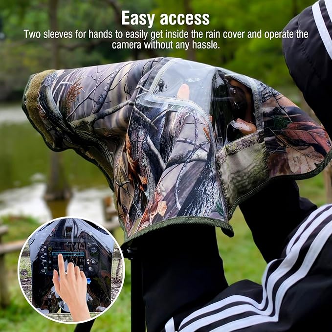 Camera Rain Cover with Openable Viewing Window & Strap Mountable Design,Waterproof Camera Raincoat Sleeve Protector (M)