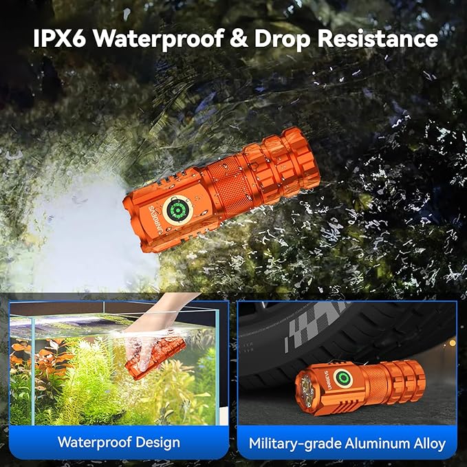 XC06 Mini Flashlight Rechargeable,Pocket Flashlight with Magnet,Super Bright Small Compact Flashlight,5 Modes EDC Flashlight for Camping,Emergency. (1, Orange)