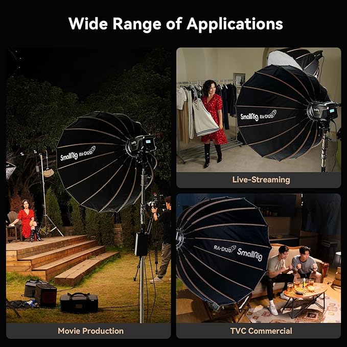 SMALLRIG Parabolic Softbox Quick Release, Parabolic Softbox, Compatible with SmallRig RC 120D/RC 120B/RC 220D/RC220B and Other Bowens Mount Light (47.2inch/120cm)