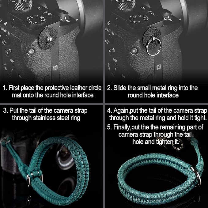 Qiang Ni Camera Wrist Strap - Paracord Quick Release Camera Hand Strap Wrist Lanyard for DSLR or Mirrorless Camera - Turquoise
