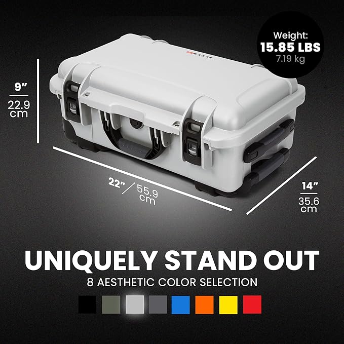 NANUK 935 Hard Case – Waterproof Equipment Case with Wheels, 22” x 14” x 9” – Dustproof and Impact Resistant, Airline Carry-On Approved – Silver