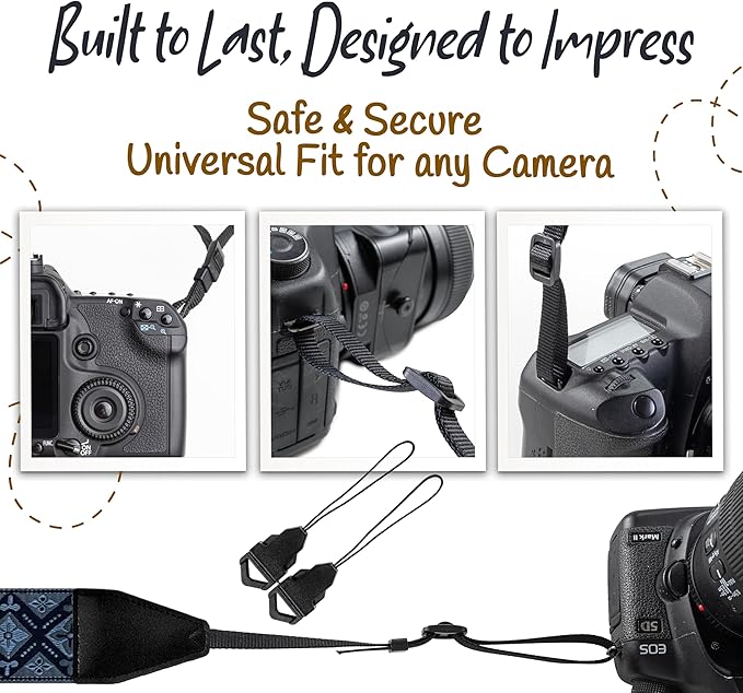 Art Tribute Camera Strap for All DSLR and Mirrorless Cameras. Add Your Name Or Initials Make It a Personalized Gift