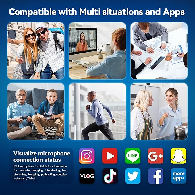 3 in 1 Wireless Lavalier Microphones for iPhone,Android,USB-C,Camera,Built-in Reduction ChipNoise,Plug-Play, 2.4G Ultra-Low Delay Mini Microphone for Interview/tiktok/Vlog/YouTube(3 MIC)