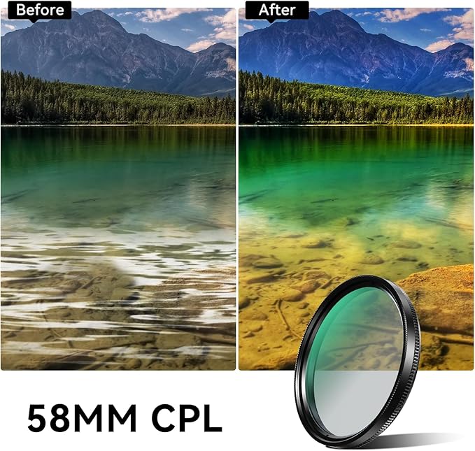 APEXEL CPL 58mm Circular Polarizer Polarizing Filter for iPhone/DSLR for iPhone Camera Lens 16 15 14 13 12 Pro Max Samsung Galaxy Huawei with Adapter Ring, Universal Clip, Cold Shoe