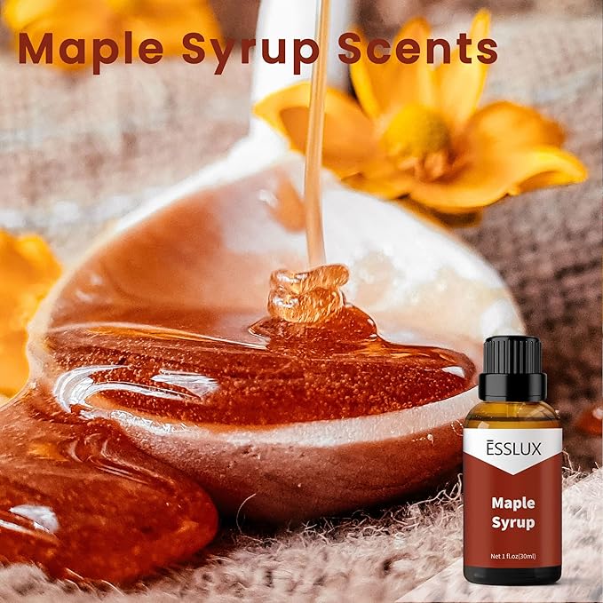 Maple Syrup Fragrance Oil - ESSLUX Essential Aromatherapy Scented Oils for Diffuser, Candle Soap Making Scents, Massage, Perfume, Home Fragrance, 30 ml