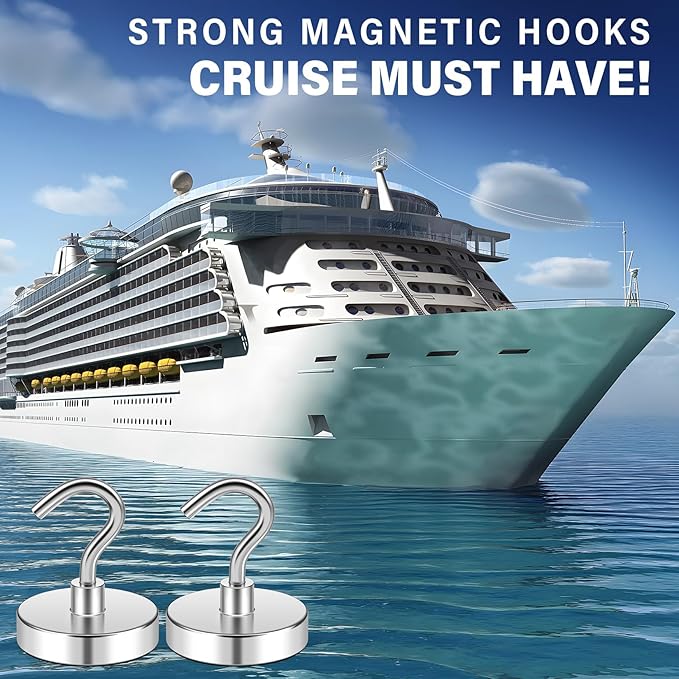 FINDMAG Magnetic Hooks for Cruise Cabins, 80lbs Magnetic Hooks for Hanging, Magnet Wall, Strong Magnets Heavy Duty, Classroom Decor, Locker Decorations, Office Accessories, 10 Pack, Silver