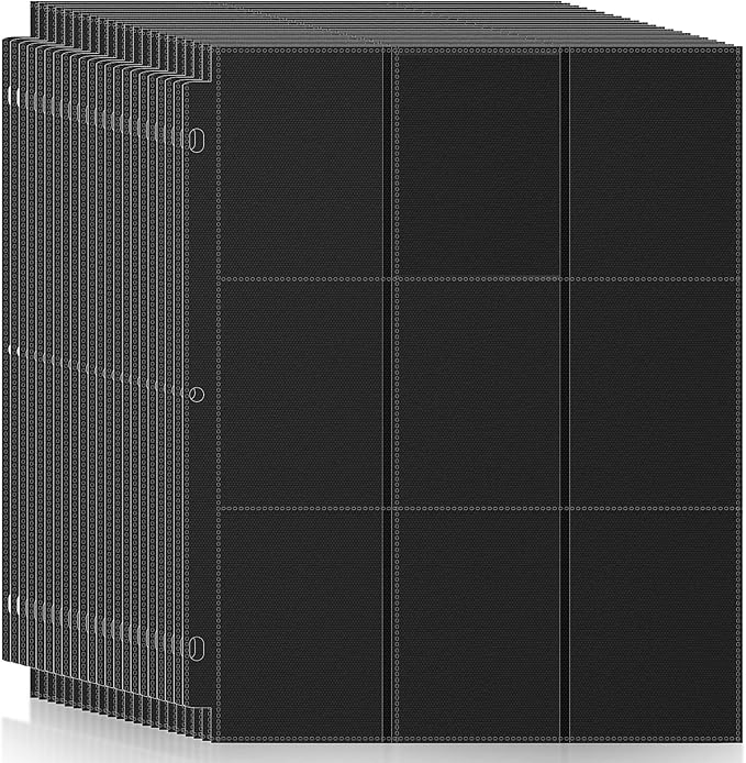 100 Pack 9 Pocket Page Protector, Trading Card Sleeves Pages Baseball for 3 Ring Binder Hold 1800 Cards, Sheets Standard Size Cards, Sport Game Business Cards