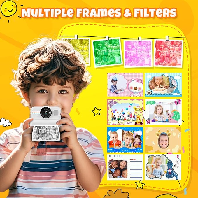 HiMont Kids Instant Print Camera, 1080P HD Kids Camera Instant Print with 3 Rolls Print Paper & 32GB Card, Ideal Kid Toys Gifts for Boys & Girls Age 3-14 (Black)
