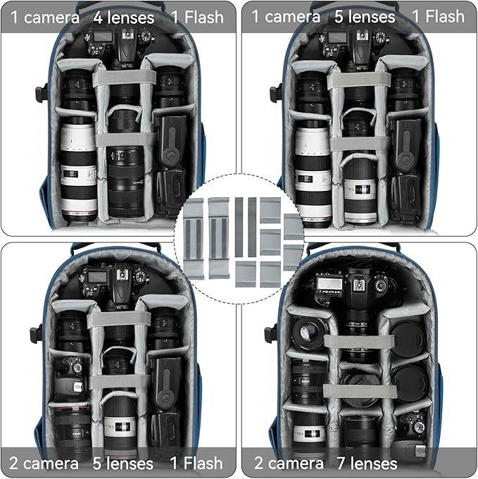 Camera Backpack, Hardshell DSLR Photography Camera Bag with Rain Cover, Waterproof Hard Shell Camera Case with Tripod Holder & 15.6" Laptop Compartment Compatible with Canon/Nikon/Sony/DJI Mavic Drone