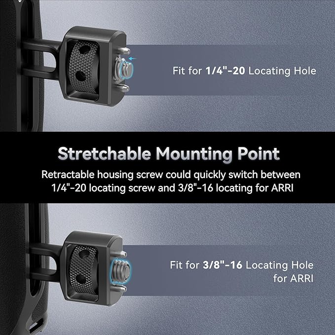 SmallRig Side Handle with (1/4" & 3/8") Two-in-One Locating Screw, Stretchable Mounting Point, Ergonomic Handgrip with 36mm Up/Down Adjustable, Left/Right Hand Universal
