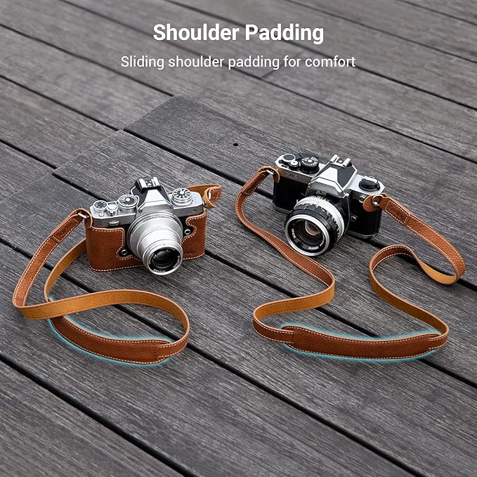 SMALLRIG Leather Camera Strap, Vintage Brown Genuine Leather Neck Shoulder Camera Strap for Canon, for Nikon, for Pentax, for Sony, for Fujifilm and for Digital Camera - 3485