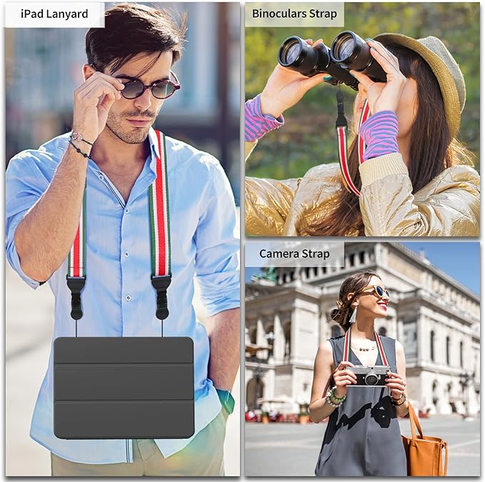 Adjustable Shoulder Strap, Comfortable for Camera Neck Lanyard iPad Strap iPad Strap for iPad, Camera, Binocular, Crossbody, Tablet, Laptop, Binocular, Luggage Bag(Red, Pink & Green A8)