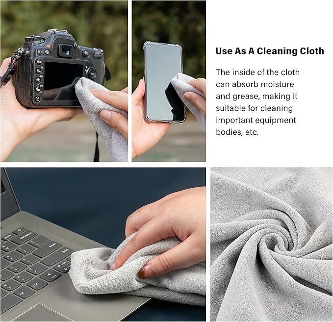 3pcs Pack Camera wrap, Protective Wrap, Magic Self-Adhesive Cloth, Anti-scratch Lens Camera Wrap, Folding, Washable, Lens pouches, Soft cloth with a sticky for camera Black