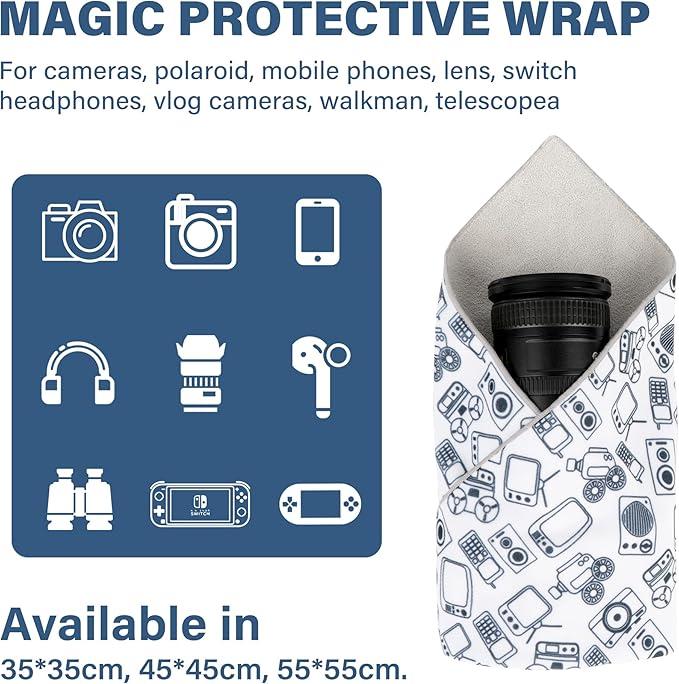 Walking Way Protective Wrap, Self-Adhesive Magic Cloth Camera Wrap, Storage Cloth, Anti-Scratch, Dustproof, Washable Lens Pouch for DSLR, Smartphones, Laptops, Cosmetic