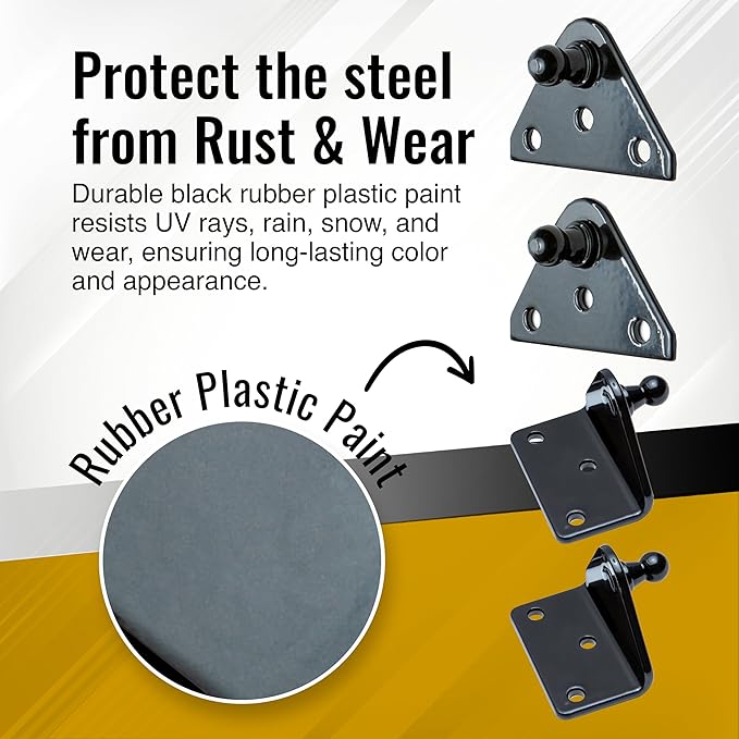 10MM Ball Stud Mounting Black Bracket for Gas Struts - Heavy Duty Lift Support Shock Brackets with Stainless Steel Screws - Ideal for Spring Hood Struts & Closer Piston Prop Mounts - x2 Flat x2 Angled