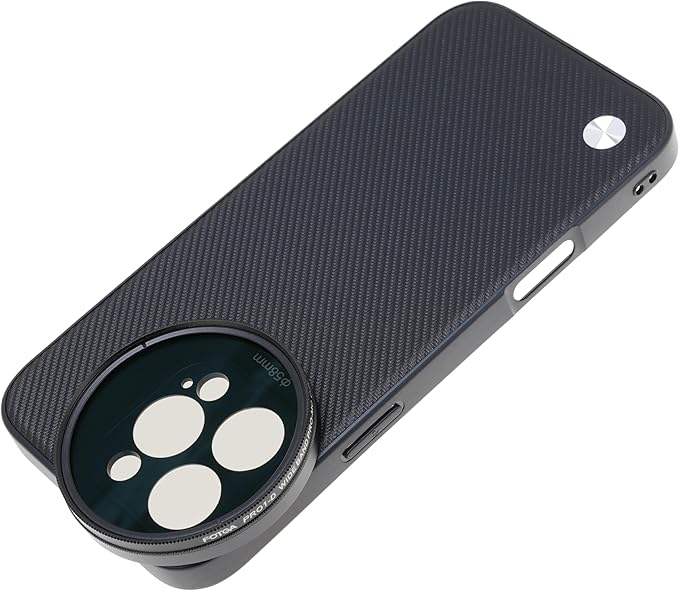 FocusFoto Phone Case Holder for iPhone 16 Pro Case, Integrated with 58mm Threaded Filter Adapter, Anti-Vignetting Design, Compatible with MagSafe Magnetic Wireless Charging (Black)
