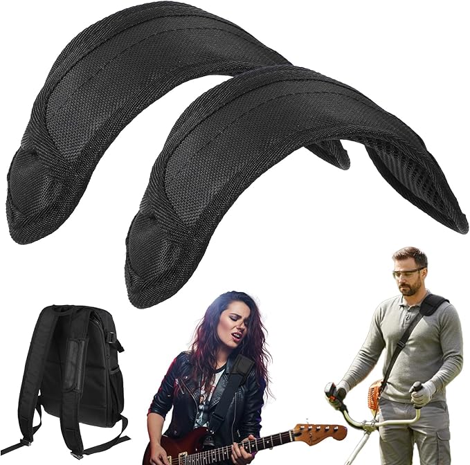 Sibba 2 Pack Black Thick Shoulder Strap Pad, Universal Replacement Backpack Luggage Pad Bags Shoulder Strap Pads Anti-Slip & Breathable Fastener Cushion Pads for Messenger Bags Crossbody Guitar Straps