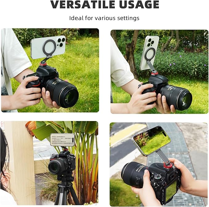 BRDRC Cold Shoe Phone Mount Holder, Tripod Mount for iPhone Magsafe Magnetic Hot Shoe Camera Adapter with 1/4" Screw Hole for DJI Ronin Samsung Canon Nikon DSLR Photography Accessories