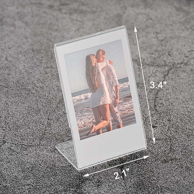 iFreak 2x3 Small Acrylic Polaroid Photo Frame,Clear Mini Picture Holder for Instax Fujifilm 12/40/EVO Instant Mini 3 inch Film,Home & Office Desk Memory Display. (6 Pack, 2.1X3.4)