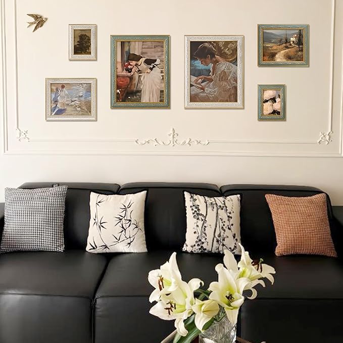 VIOLABBEY 12x16 Picture Frame White, Vintage Photo Frames Ornate without Mat for Wall Hanging